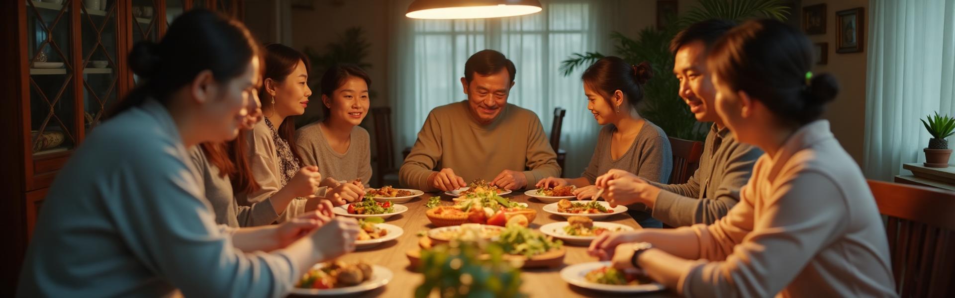 Gia đình Việt nhiều thế hệ quây quần bên mâm cơm — kết nối qua ForLife